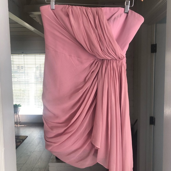 NWT CINQ A SEPT Yuki Rouched Strapless Mini Dress Tea Rose Size 10 - Picture 4 of 7